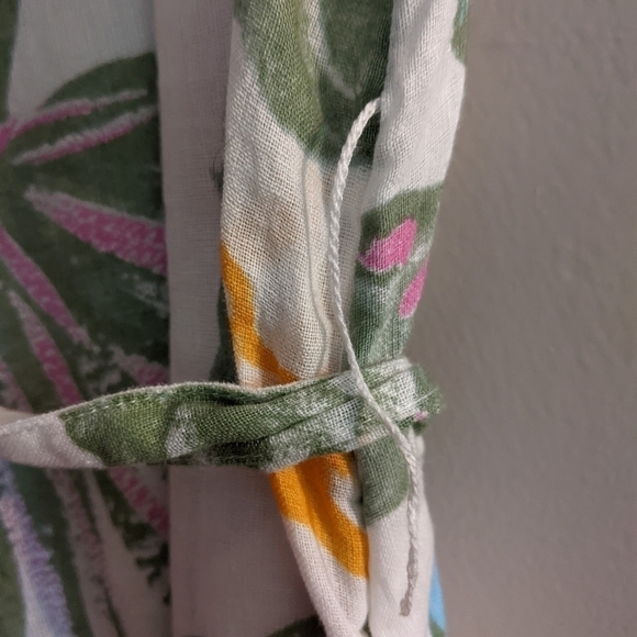 𝅺gap Floral Linen/Cotton Blend Spring Summer Dress Large Tropical Print Dress - Picture 12 of 12